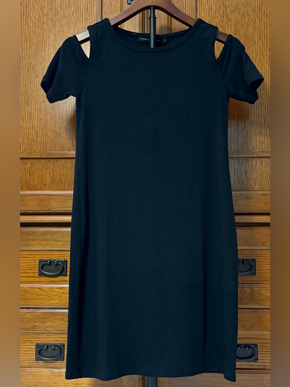 White House Black Market WHBM Cold-Shoulder Knit Mini Shift Dress LBD 570195255